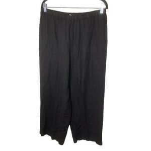 Hot Cotton Black Linen Pull On Wide Leg Pants L